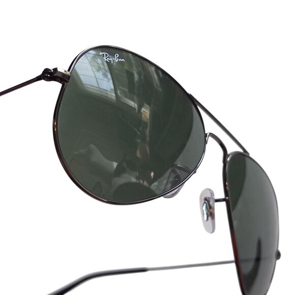 Ray-Ban Like New Aviator Sunglasses RB3025 Gunmetal Grey Frames G-15 Green Lens - Picture 9 of 16